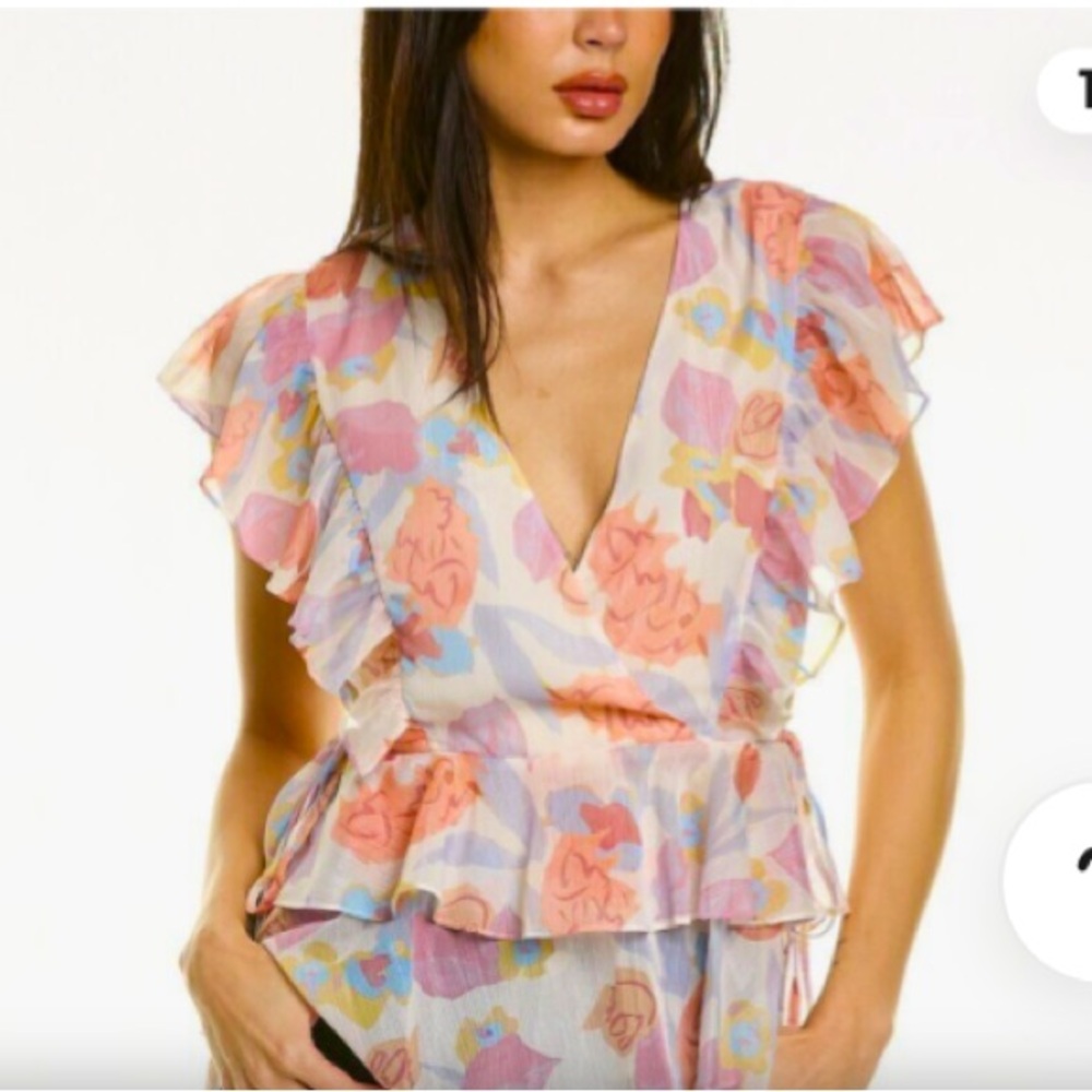 Ted Baker Floral Peplum Top Size 0